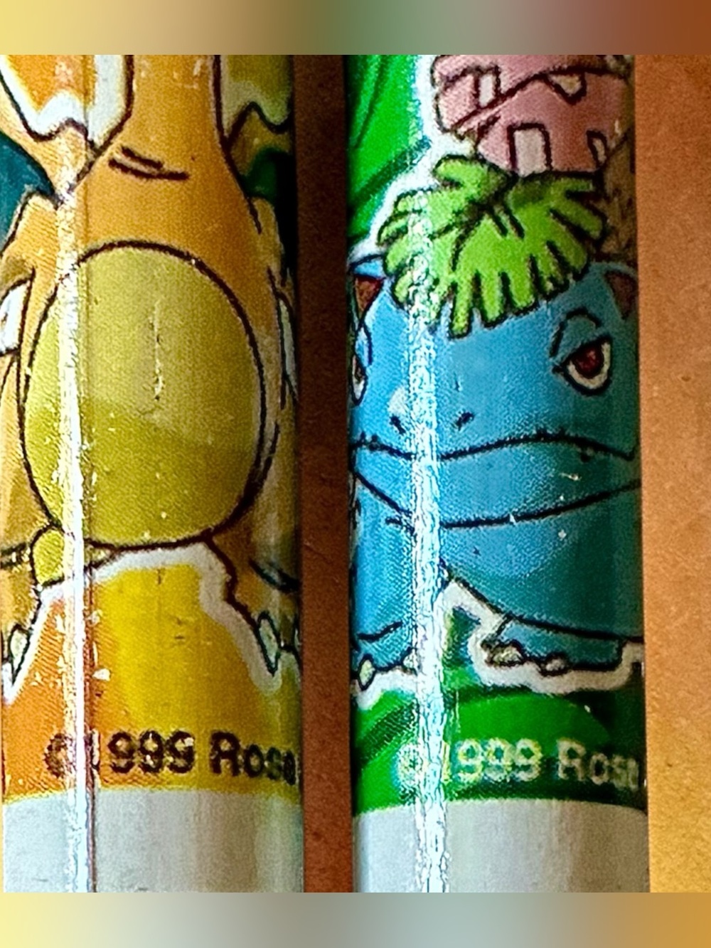 Vintage 1999 Pokémon Charmander and Bulbasaur Pencil Set